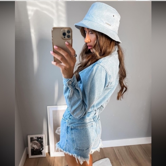 Zara cut out denim short blue wash jumpsuit - Picture 9 of 16